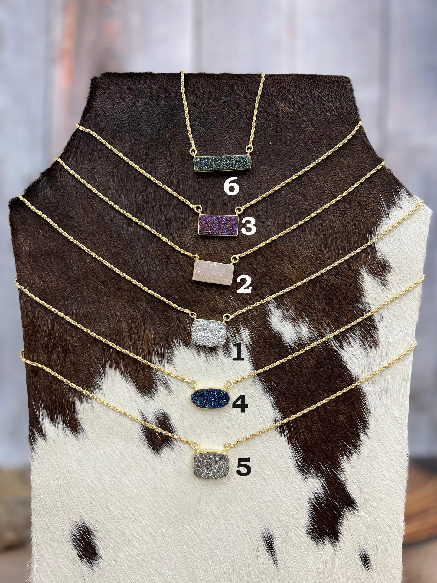“The Boho Collection” Handmade Druzy Rope Braided Necklace 6 Colors