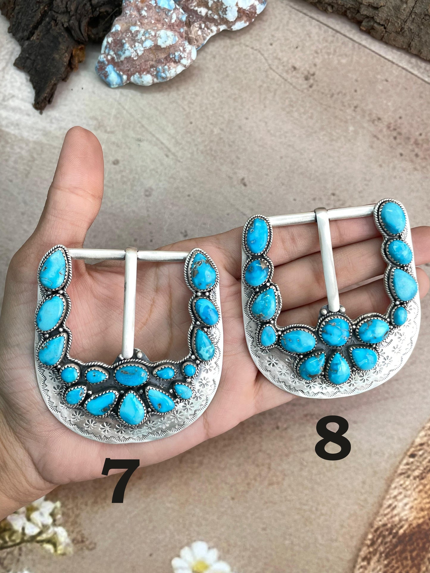 Handmade Sterling Silver Multi Stone Buckle with Signed Nizhoni (7)