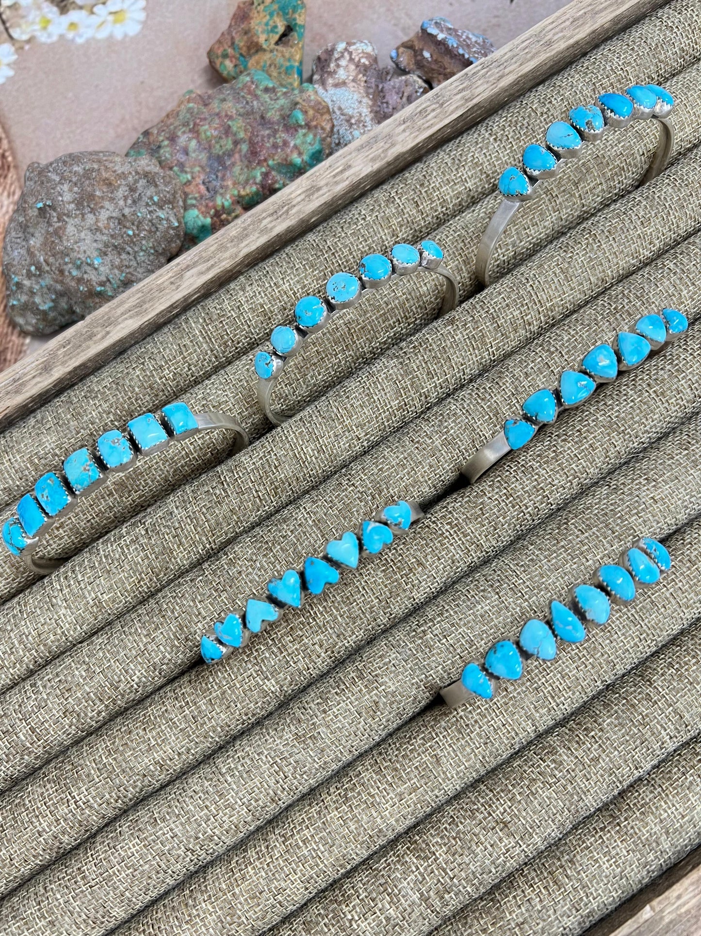 Handmade Sterling Silver Blue Bird Turquoise Cuff Bracelet with Signed Nizhoni