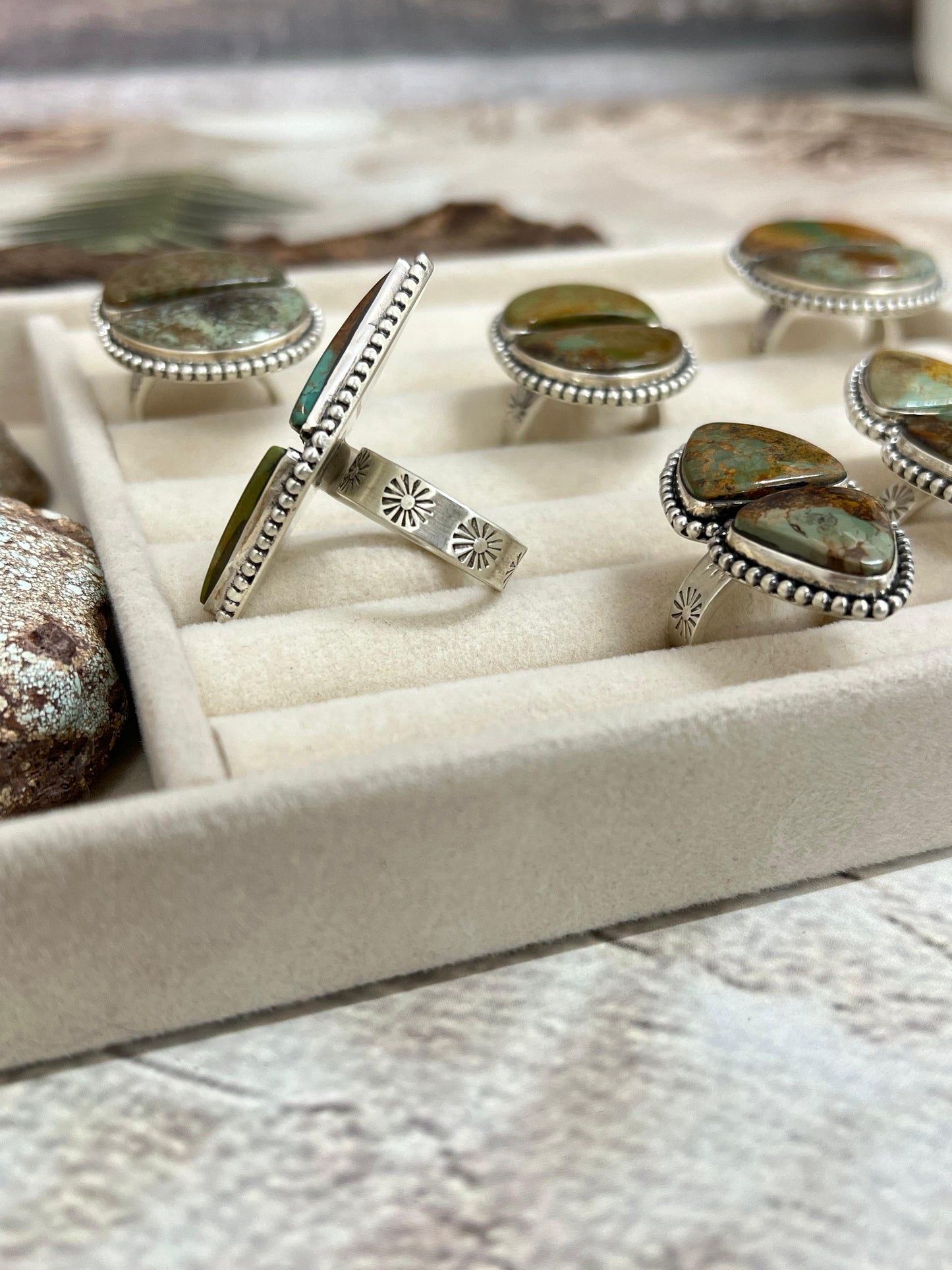 Handmade Sterling Silver Old Stock Royston Turquoise Adjustable Ring Signed Nizhoni