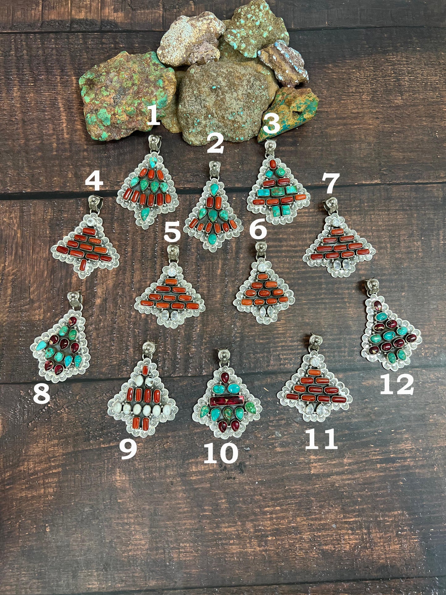 Handmade Sterling Silver Multi Stones Pendant, Signed Nizhoni