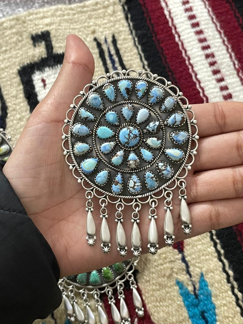 Handmade Sterling Silver Multi Stone Pendant "Signed Nizhoni"