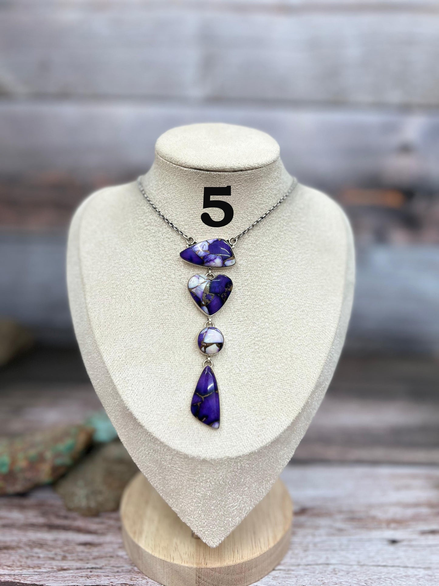Handmade Sterling Silver Purple Ice Rose Dahlia Necklace with Signed Nizhoni
