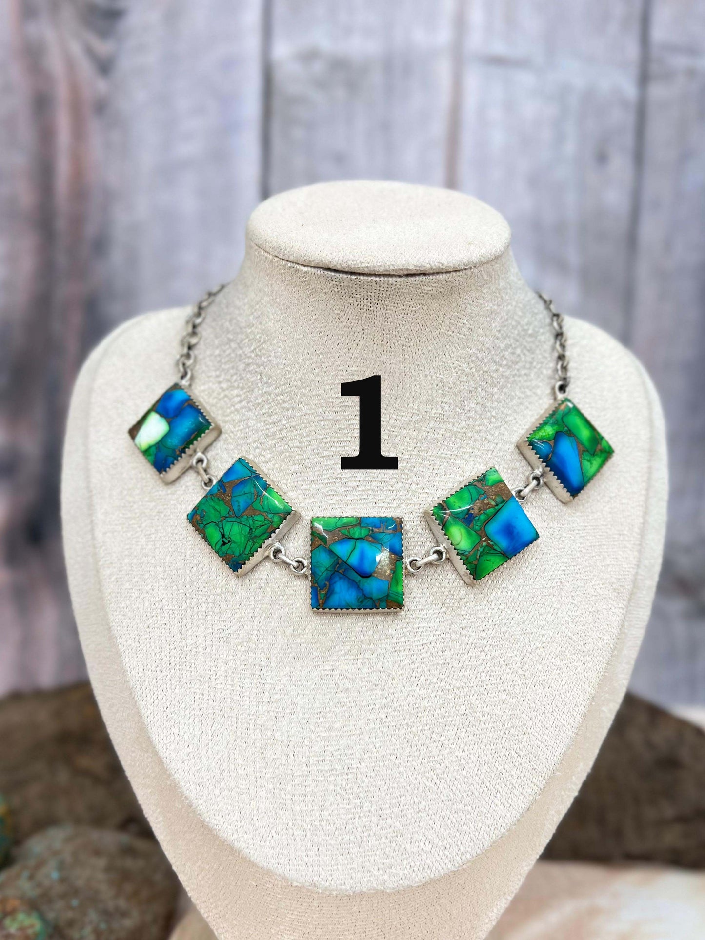 Handmade Sterling Silver Peacock Dahlia Necklace with Signed Nizhoni