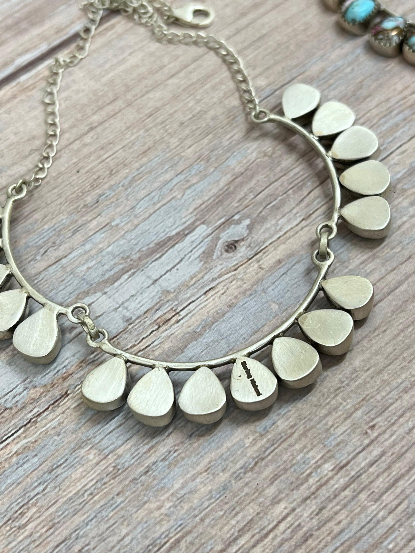 Handmade Sterling Silver Multi Stone Choker Necklace Signed Nizhoni