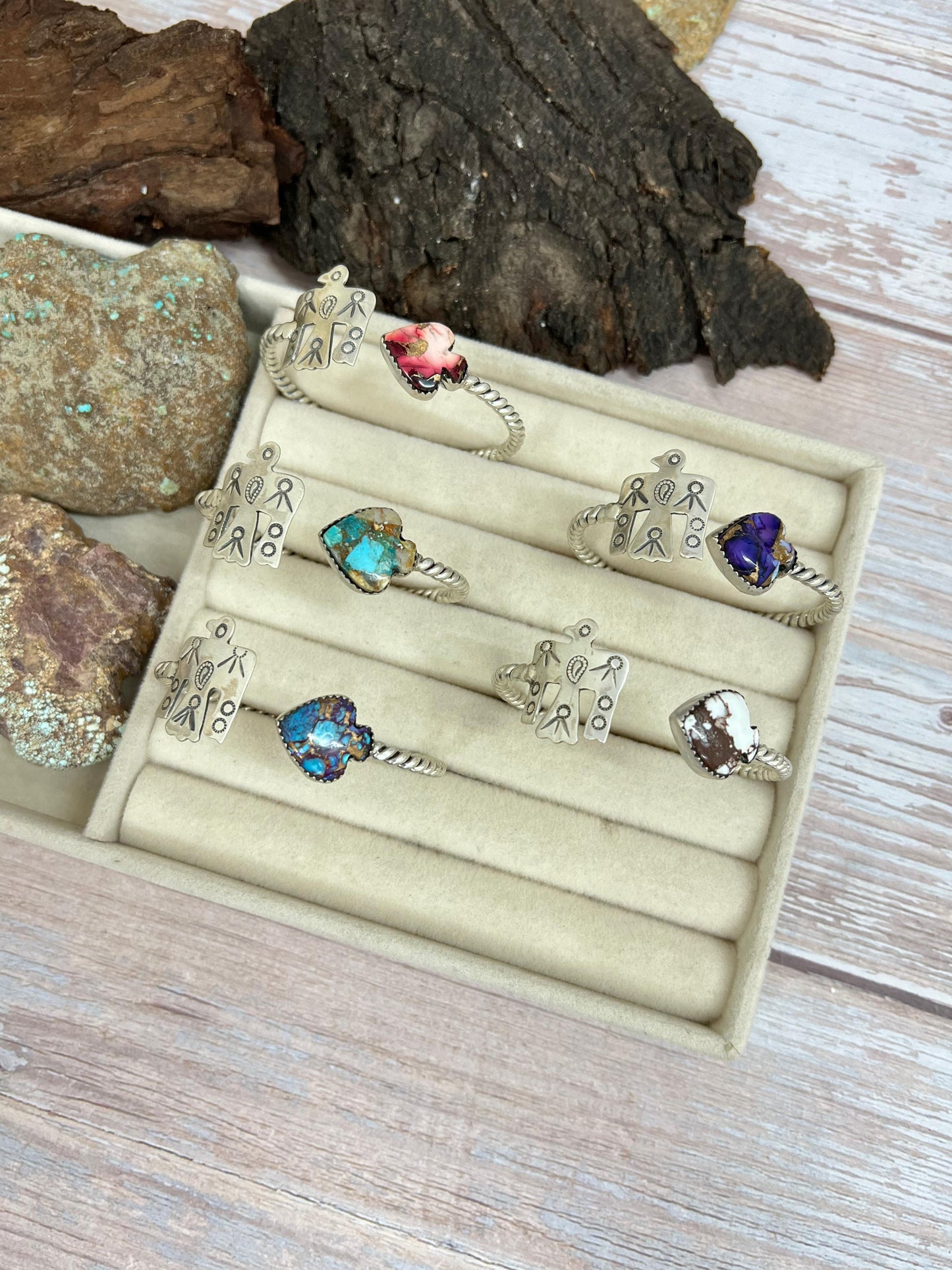 Handmade Sterling Silver Multi Stone Cuff Bracelet with Signed Nizhoni