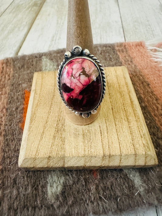 Handcrafted Sterling Silver & Rose Dahlia Adjustable Ring