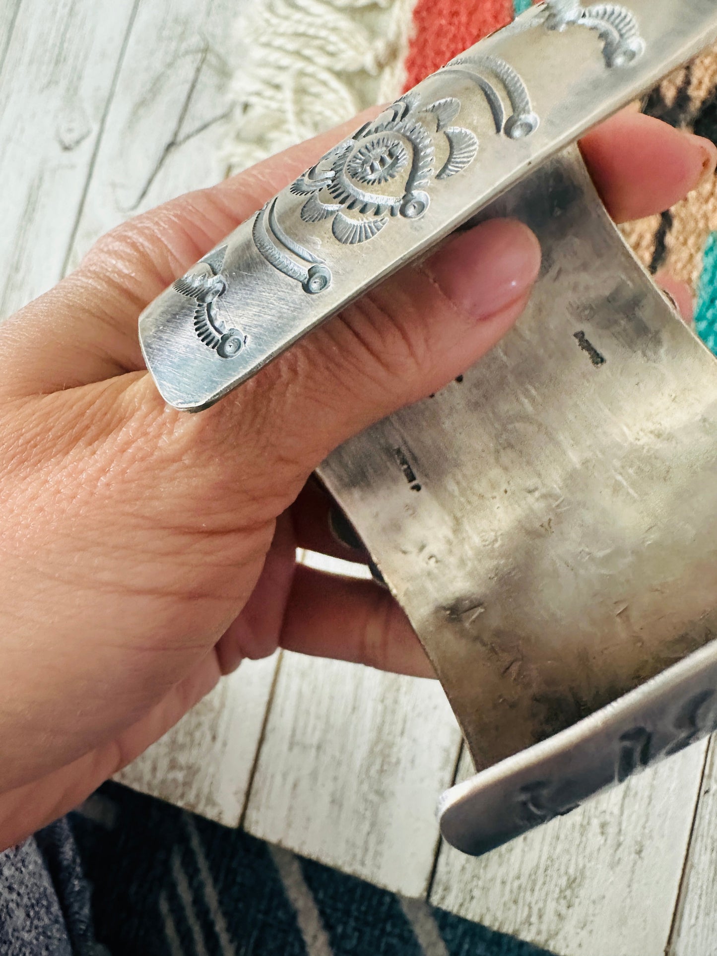 Handcrafted Turquoise, Spiny Sterling Silver Cuff Bracelet