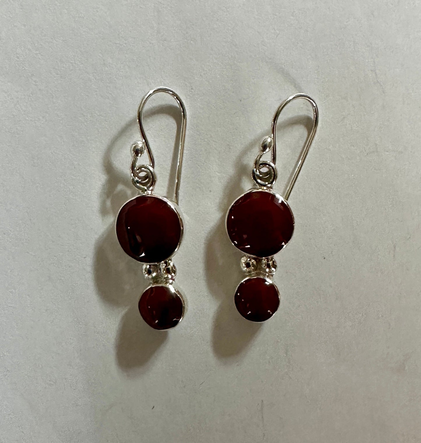 Double Red Jasper Sterling Silver Earrings