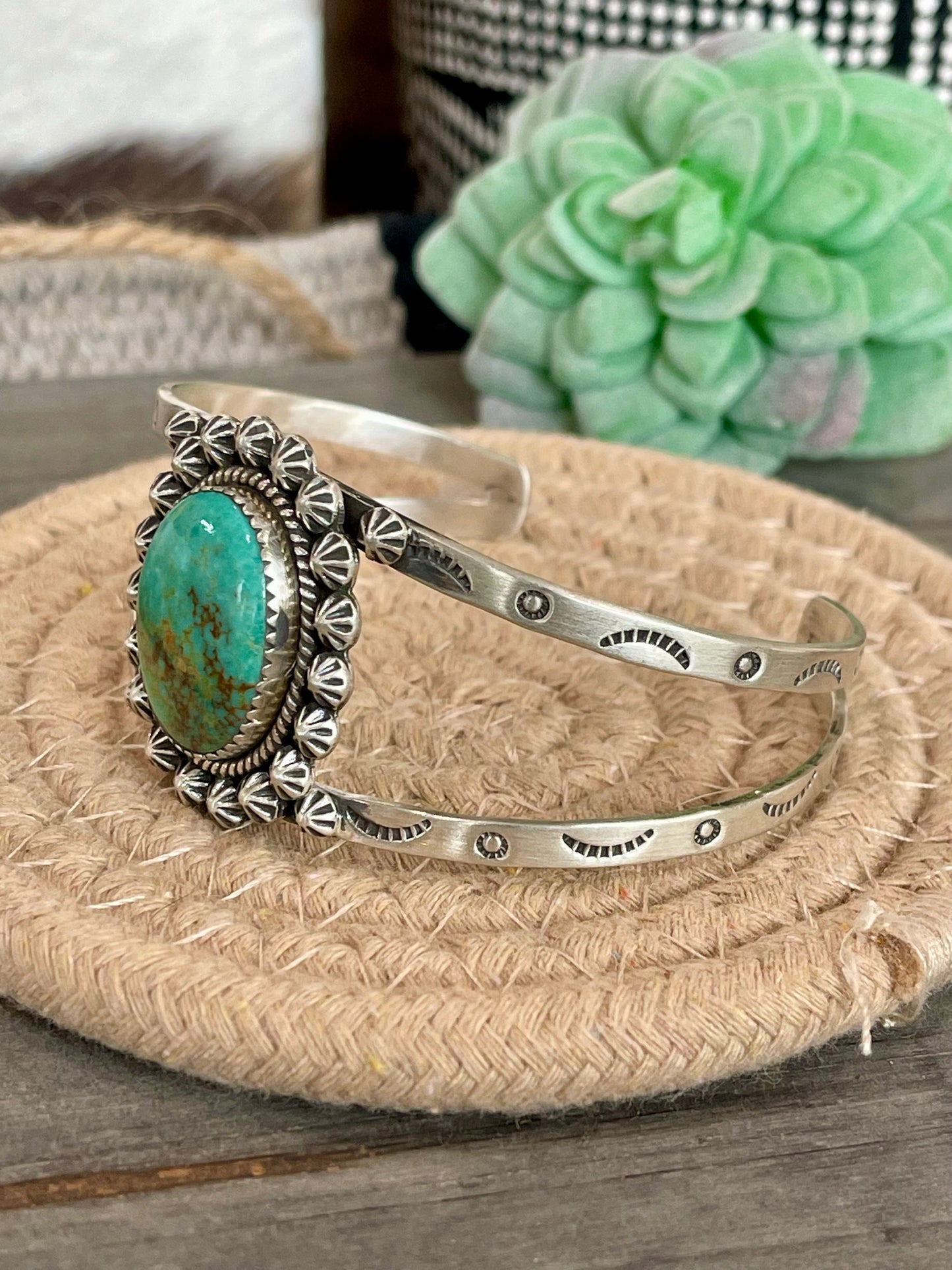 Handmade Sterling Silver & Royston Turquoise Cuff Bracelet