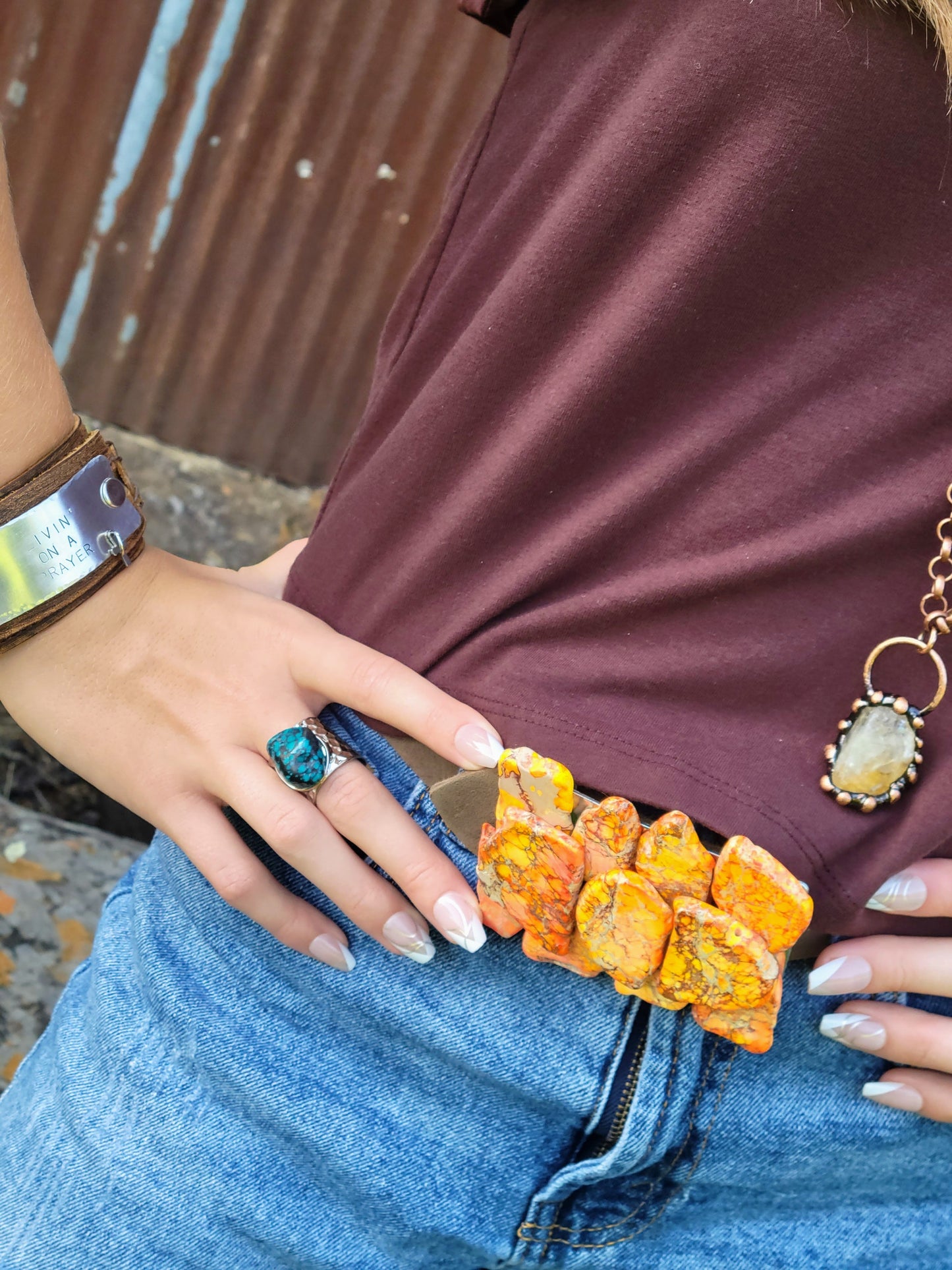 Medium Orange Regalite Slab Belt Buckle 908m