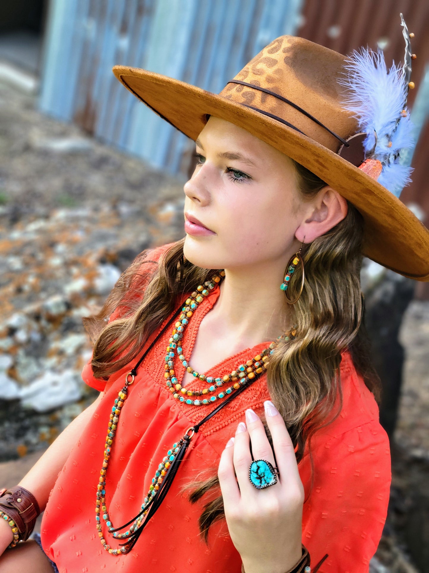 Sunrise Regalite Double Strand Beaded necklace w/ Tassel 264p