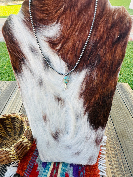 Handcrafted Turquoise & Sterling Silver Beaded Blossom Necklace