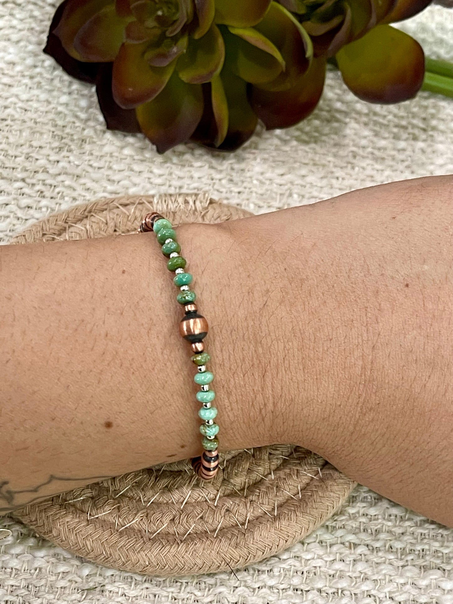 Handmade Copper & Turquoise Beaded Bracelet