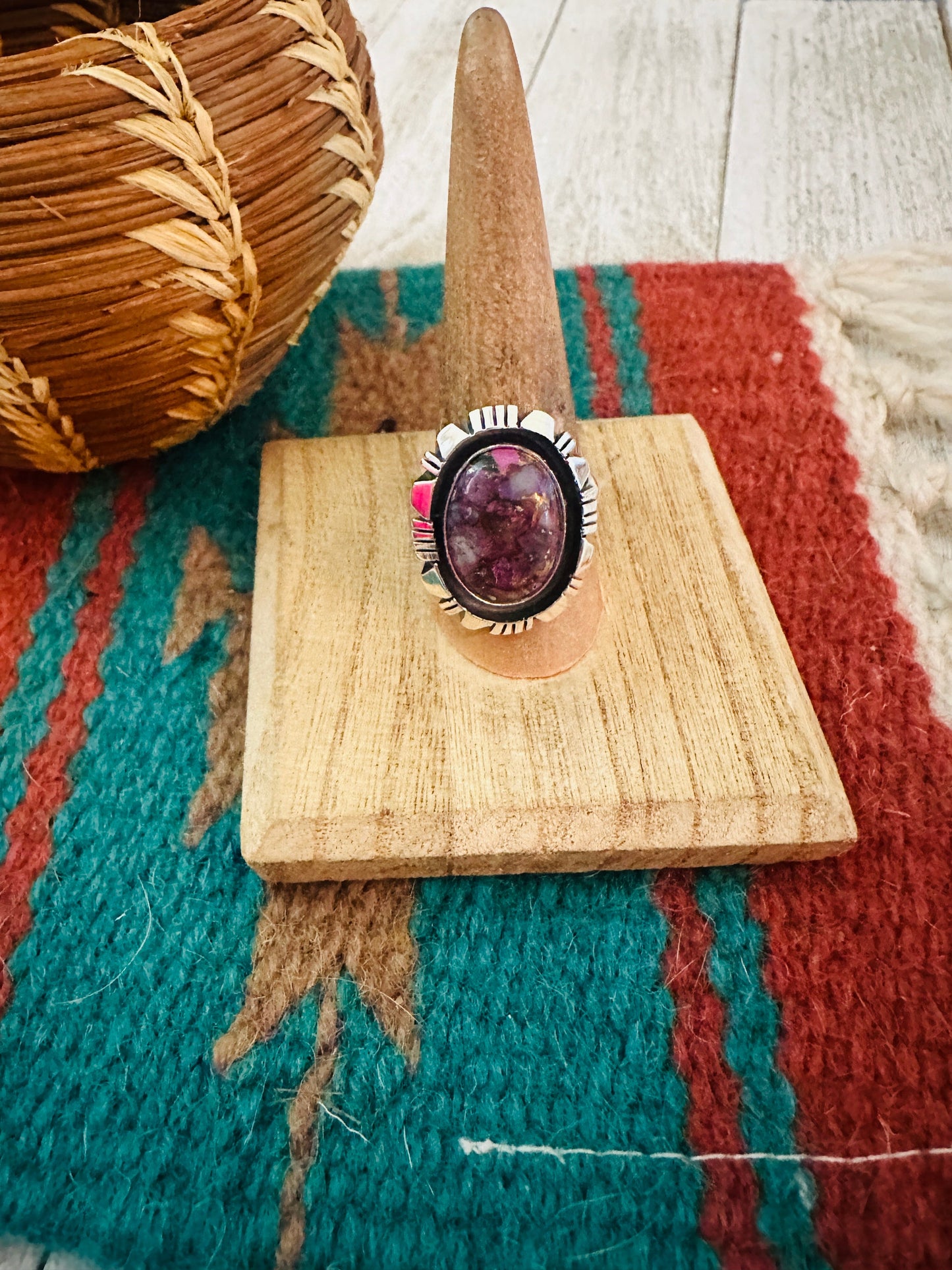 Handcrafted Sterling Silver & Pink Dream Mojave Adjustable Ring