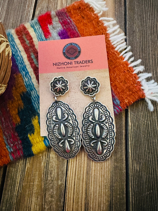Handcrafted Sterling Silver Concho Dangle Earrings