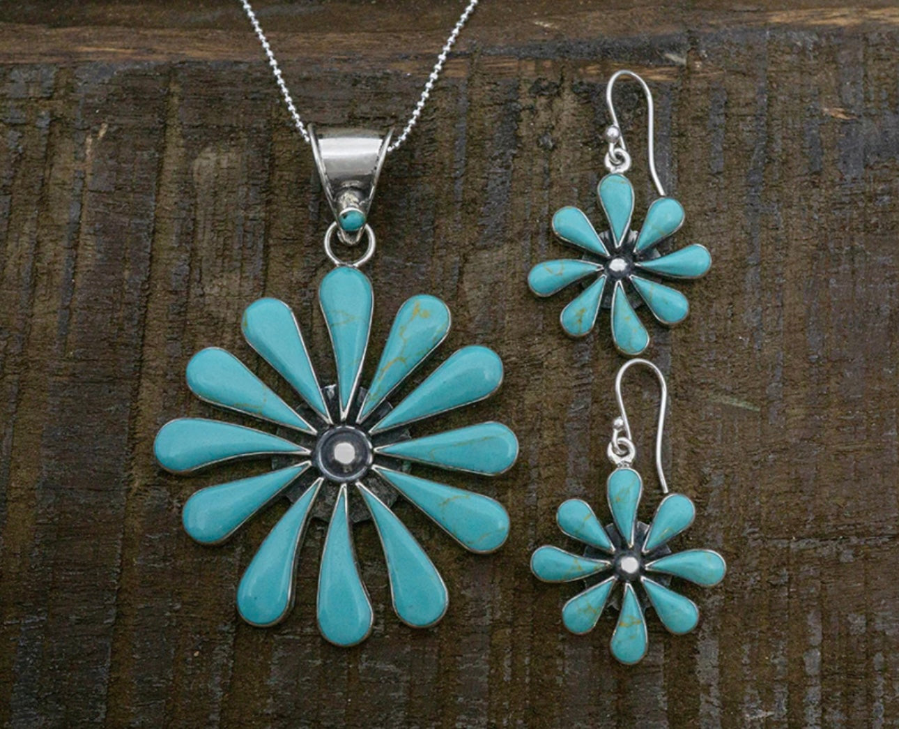 Turquoise Daisy Sterling Silver Earrings