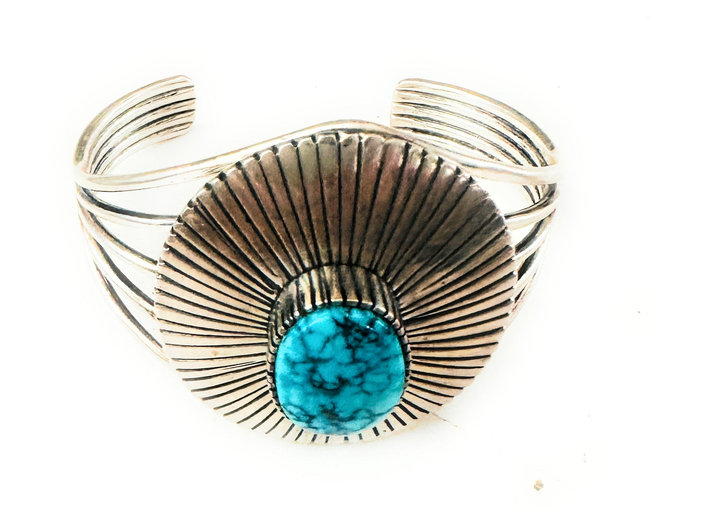 Handcrafted Sterling Silver & Turquoise Cuff Bracelet by Paul Livingston