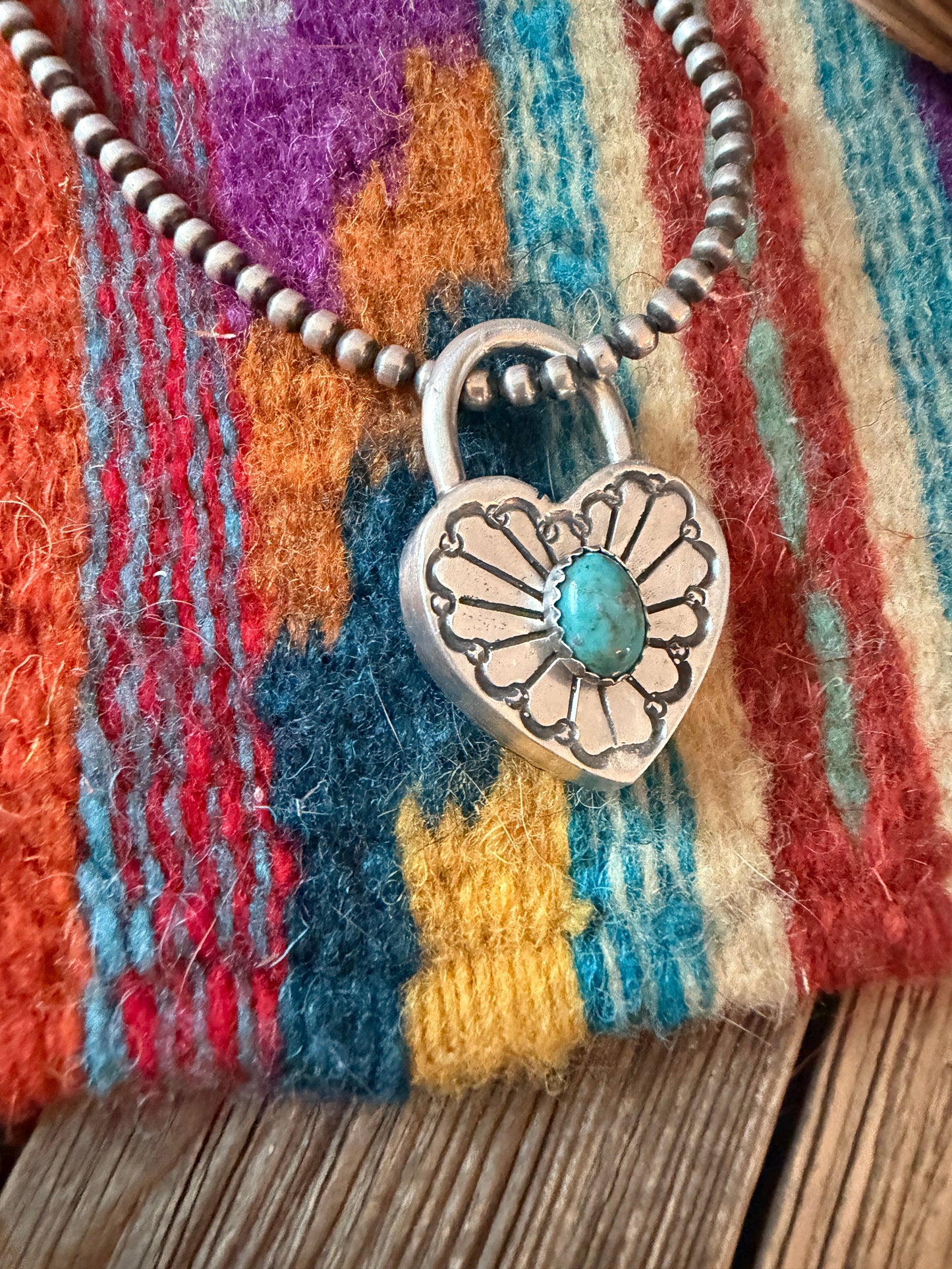 Handcrafted Sterling Silver & Turquoise Heart Locket Pendant