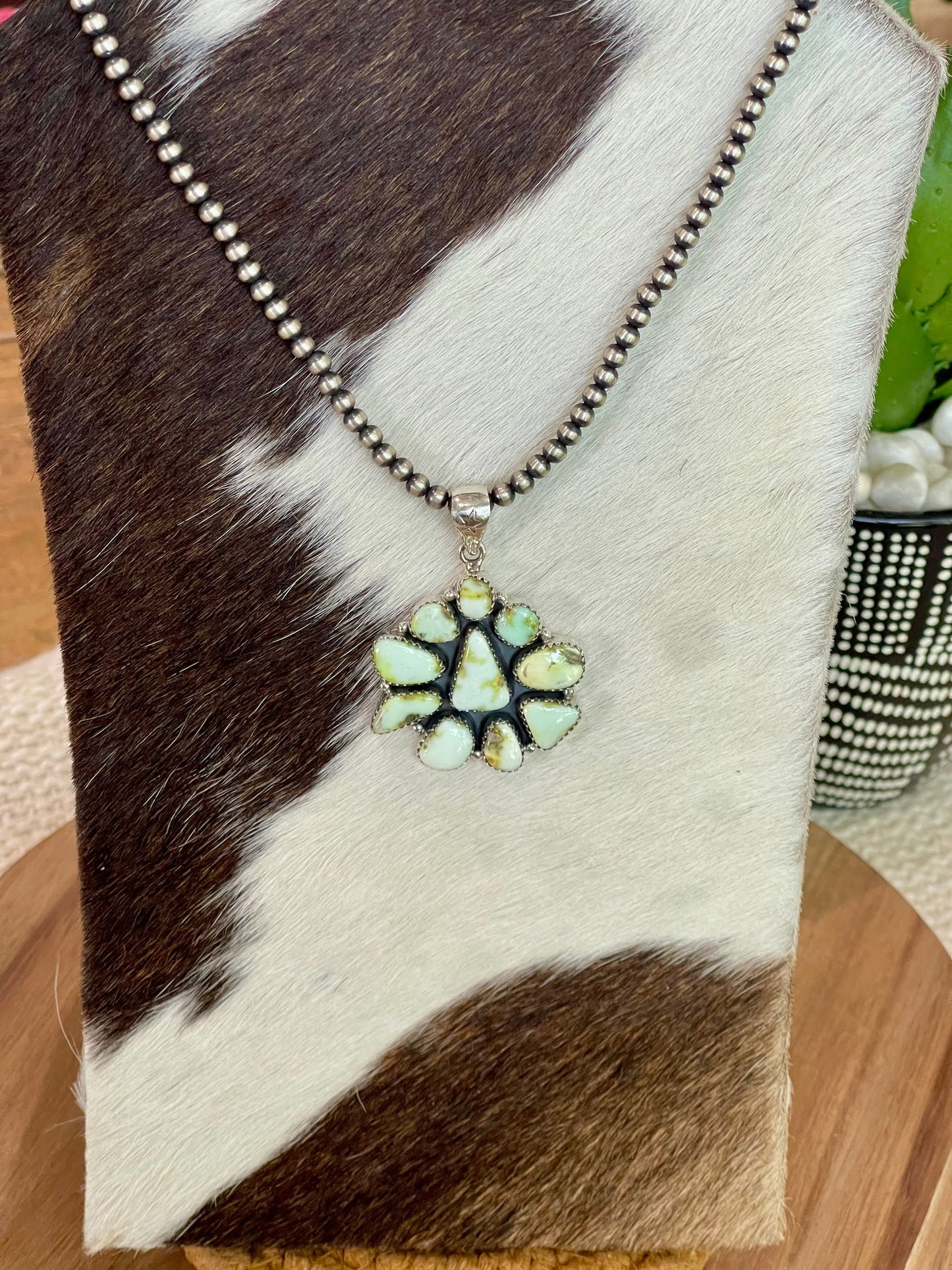 Handmade Sterling Silver & Palomino Cluster Pendant