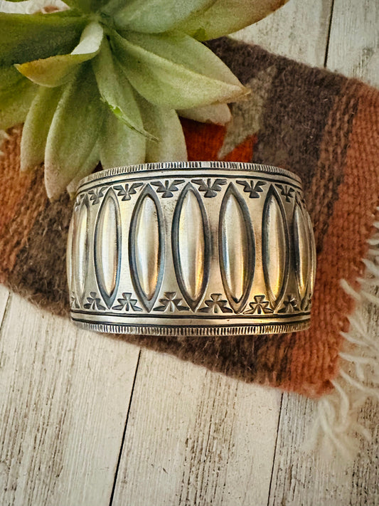 Handcrafted Hand Stamped Sterling Silver Cuff Bracelet
