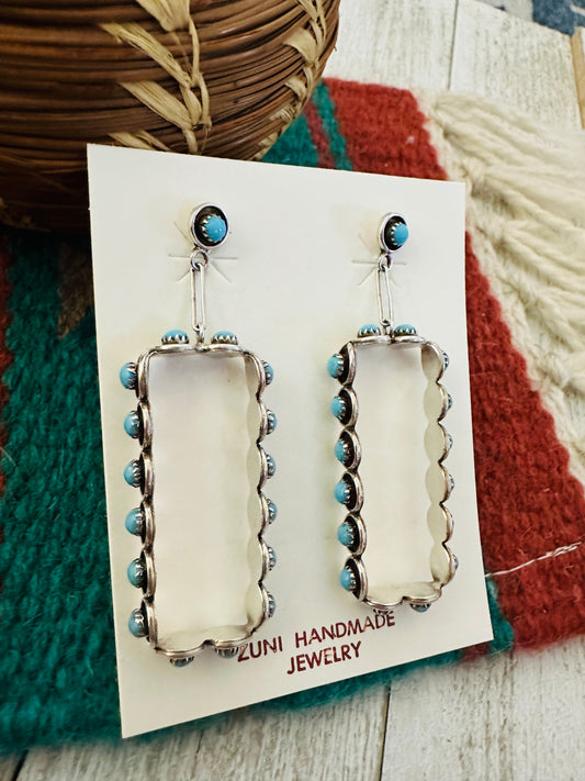 Handcrafted Turquoise & Sterling Silver Snake Eye Dangle Earrings