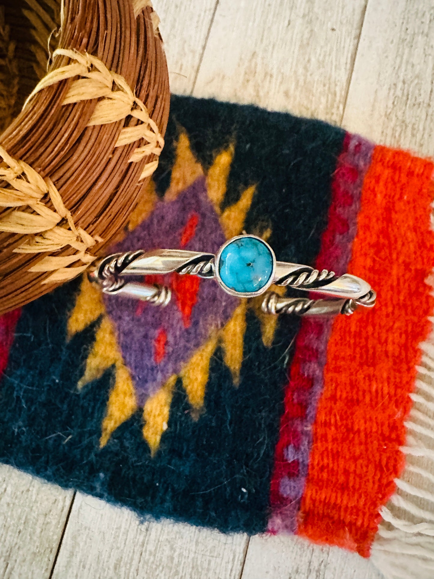 Handcrafted Sterling Silver & Morenci Turquoise Cuff Bracelet
