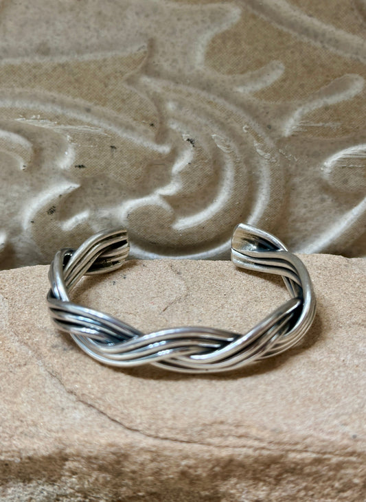 Handcrafted Sterling Silver Rope Twist Baby, Child Cuff Bracelet