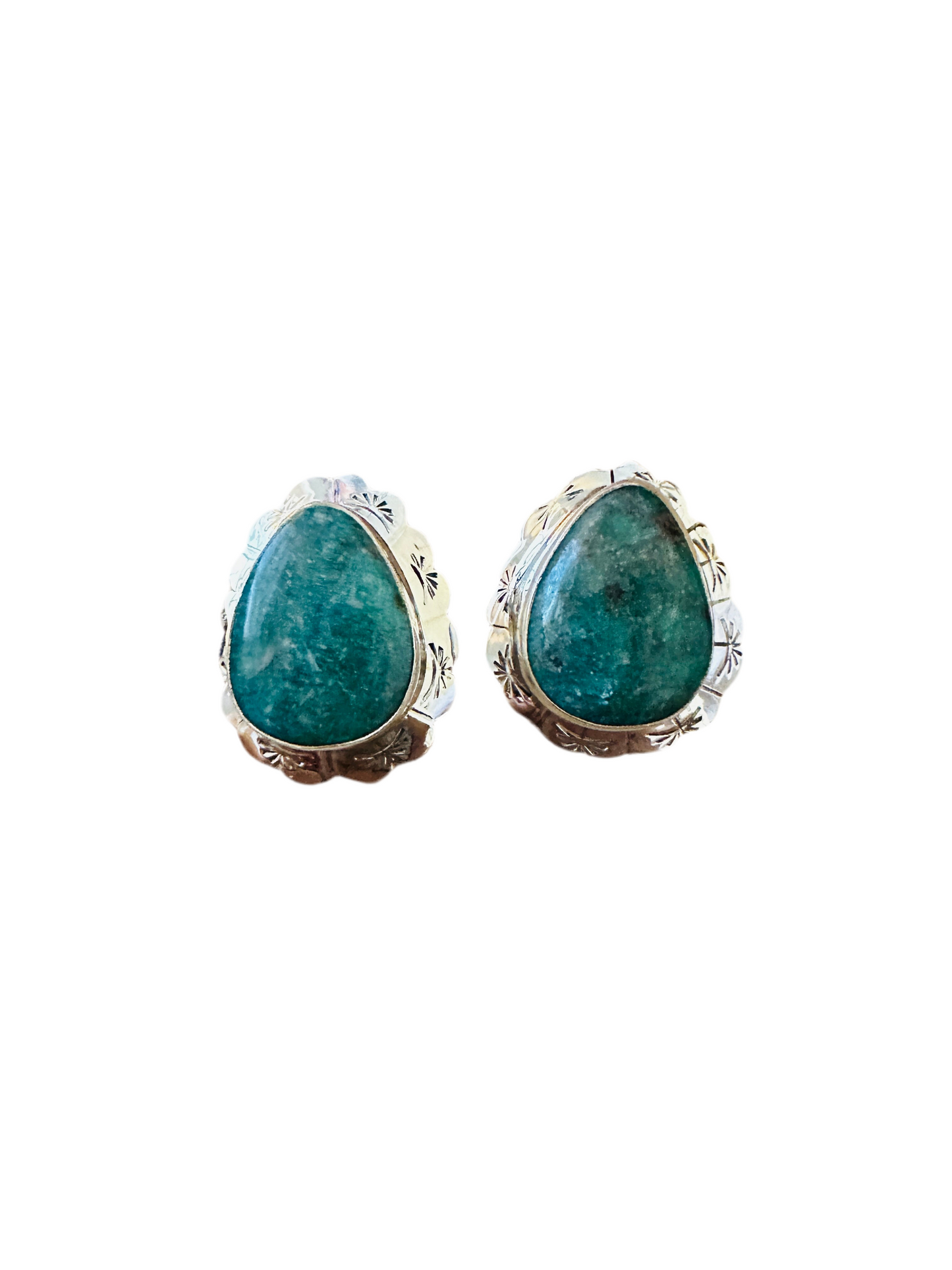 Handcrafted Turquoise & Sterling Silver Concho Post Earrings