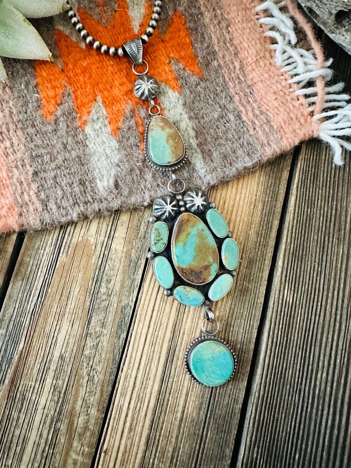 Navajo Royston Turquoise and Sterling Silver Pendant by Jacqueline Silver