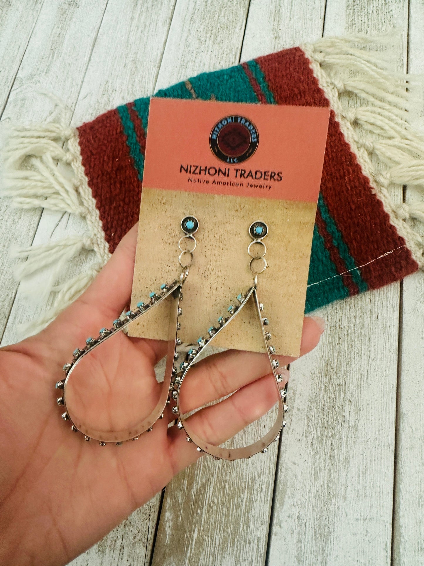 Handcrafted Turquoise & Sterling Silver Snake Eye Dangle Earrings