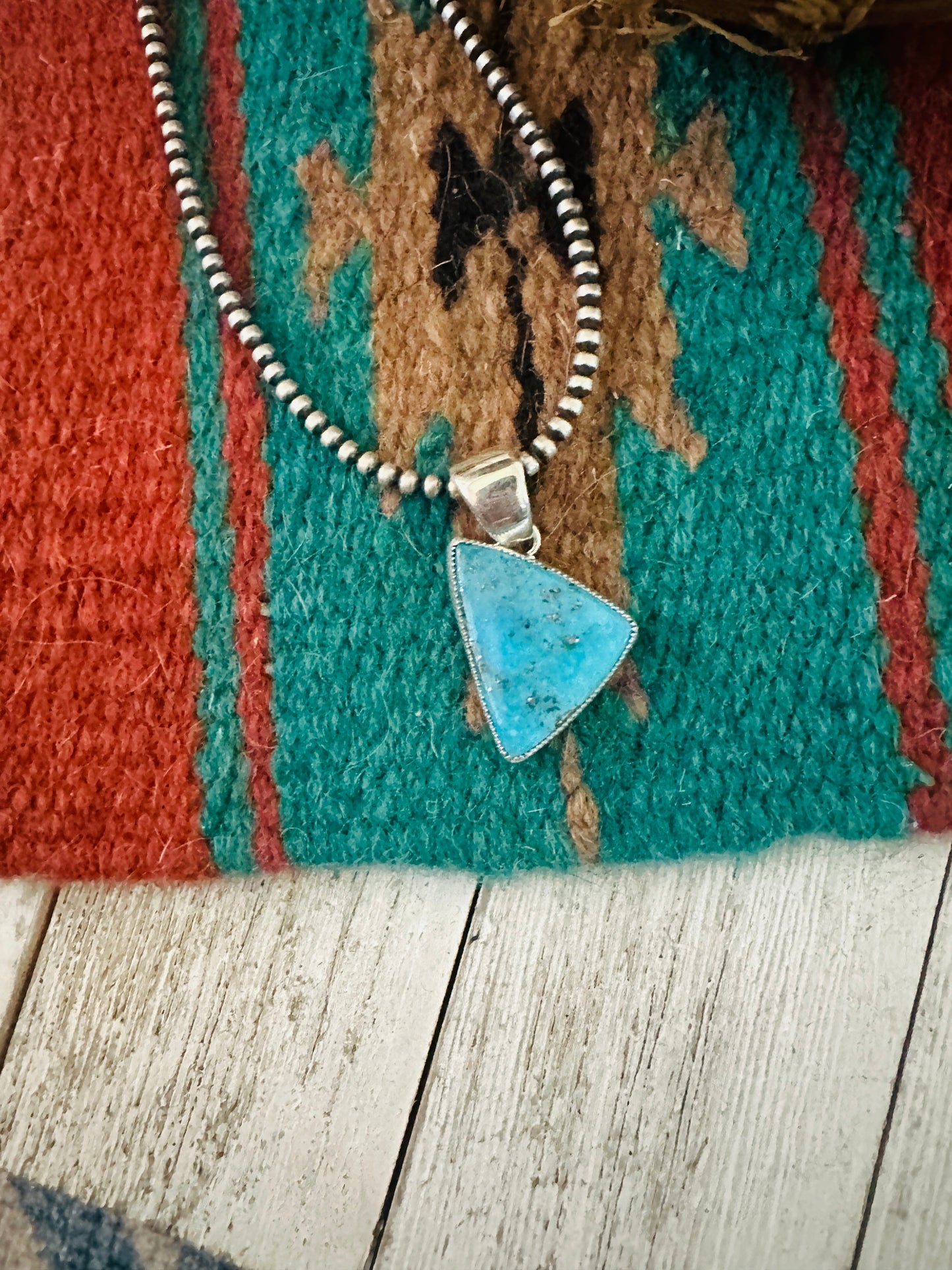 Handcrafted Turquoise & Sterling Silver Triangle Pendant