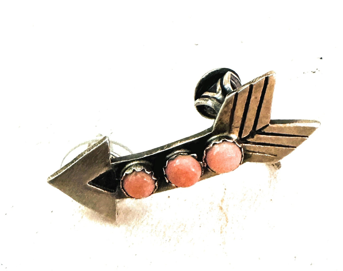 Handcrafted Queen Pink Conch & Sterling Silver Arrow Earring