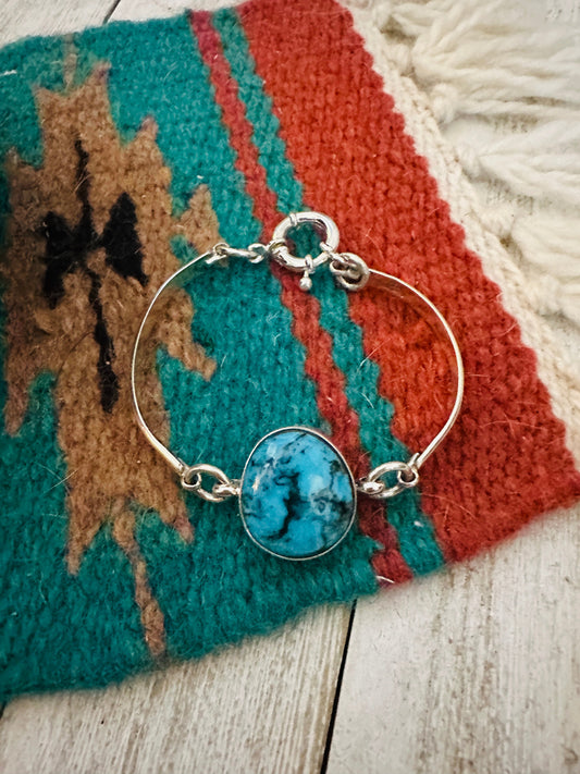 Handcrafted Turquoise & Sterling Silver Floating Link Bracelet