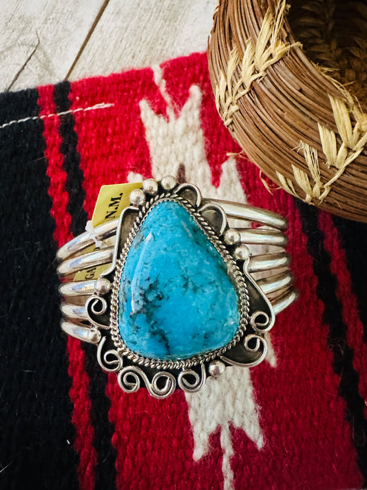 Old Pawn  Sterling Silver & Turquoise Cuff Bracelet