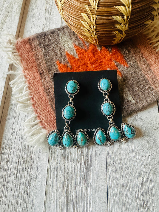 Handcrafted Turquoise And Sterling Silver Dangle Earrings