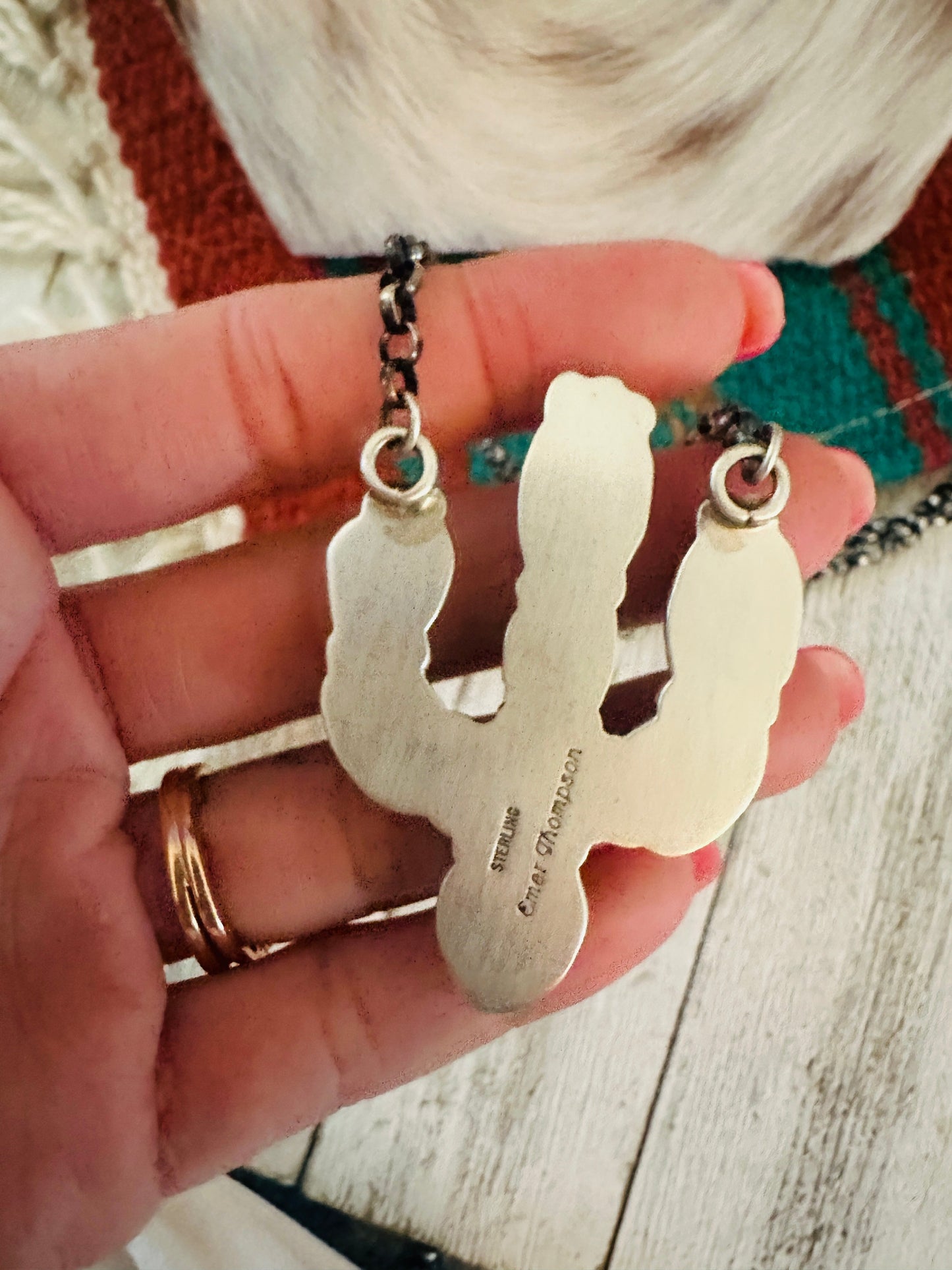 Handcrafted Sterling Silver & Turquoise Cactus Necklace by Emerson Thompson