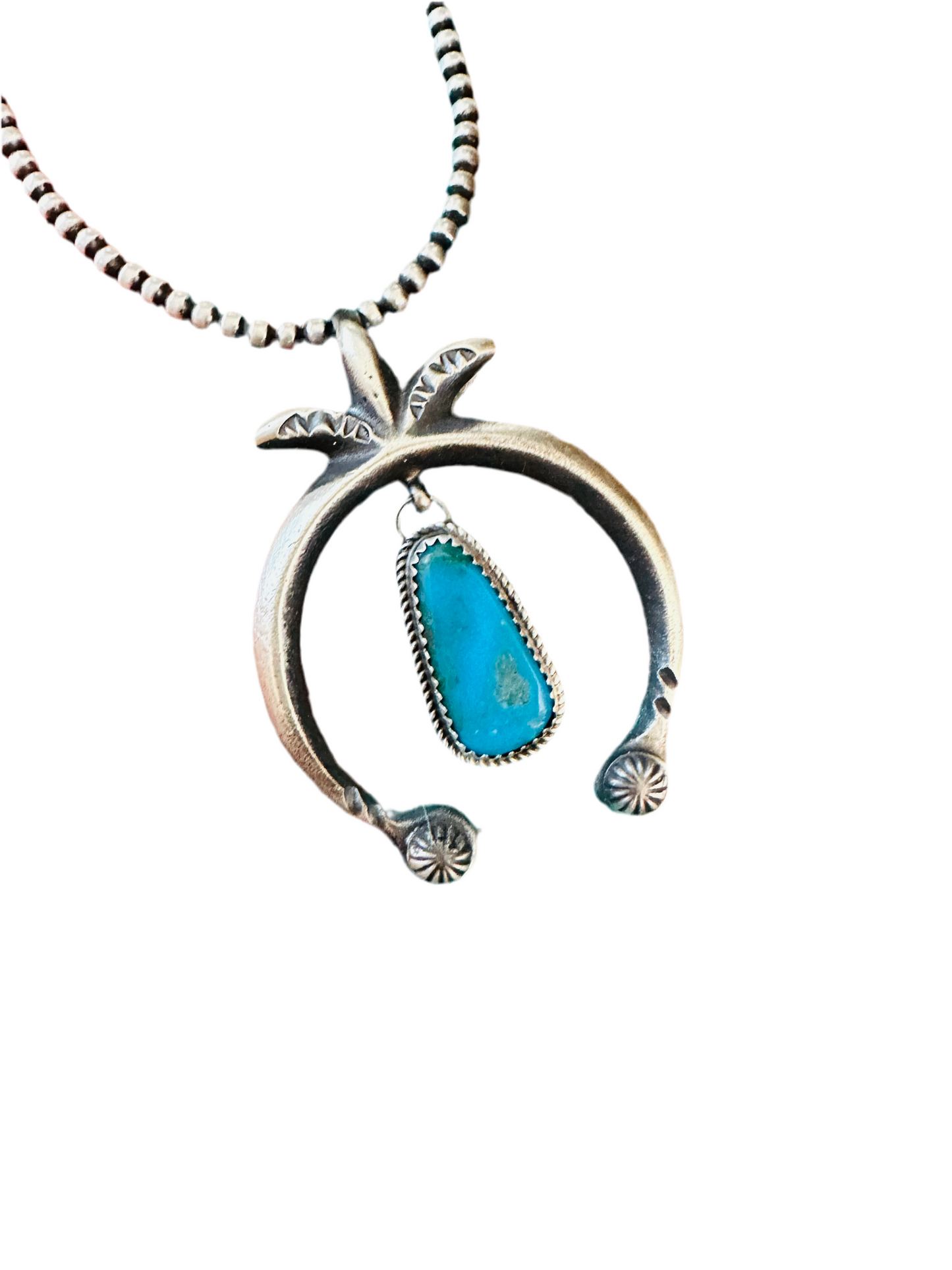 Handcrafted Sterling Silver & Turquoise Naja Pendant by Martha Cayatineto