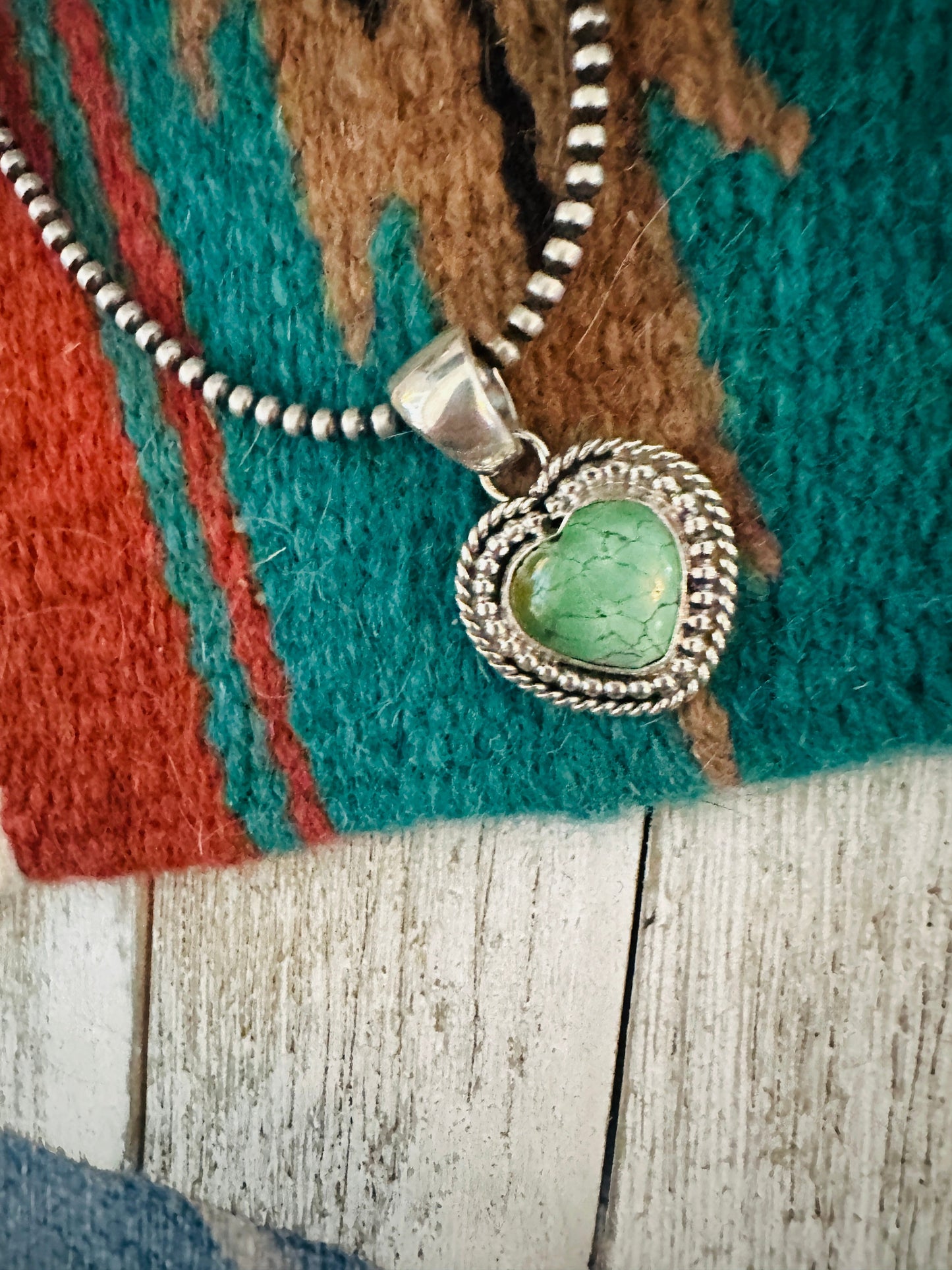 Handcrafted Turquoise & Sterling Silver Heart Pendant