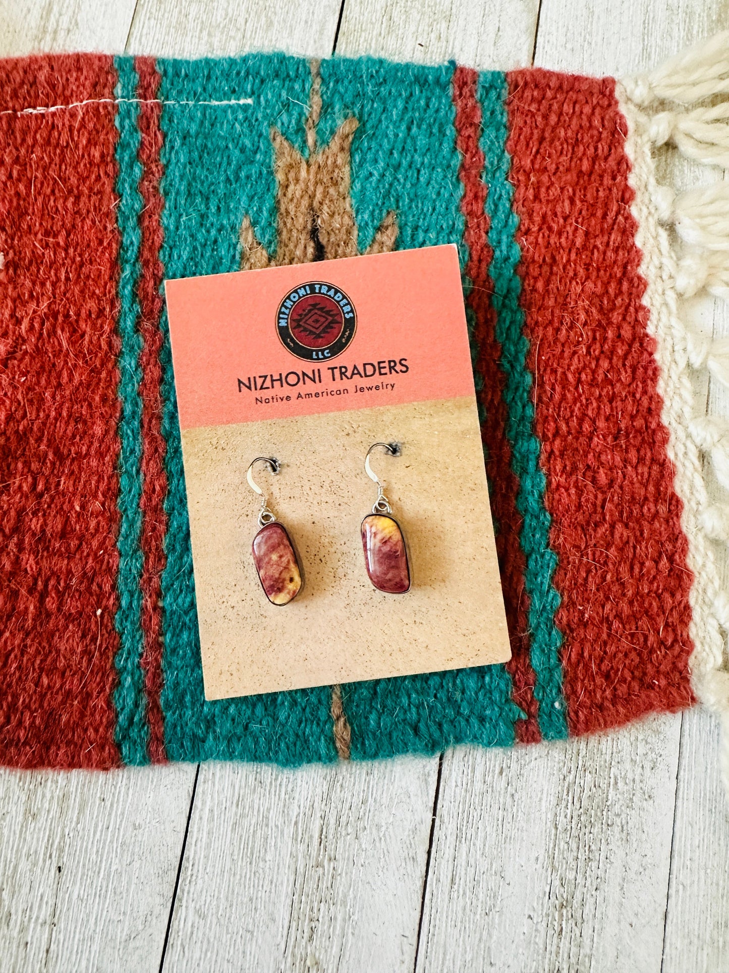 Handcrafted Sterling Silver & Purple Spiny Dangle Earrings