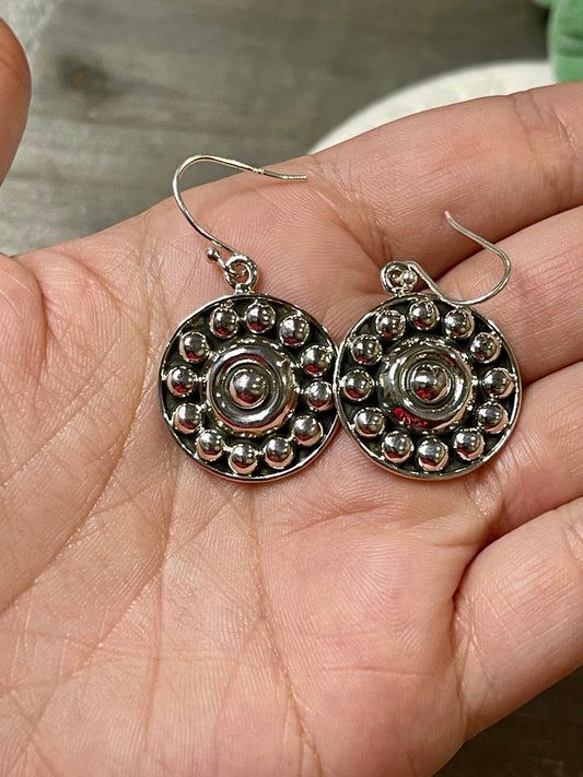 Handmade Sterling Silver Ball  Dangle Earrings