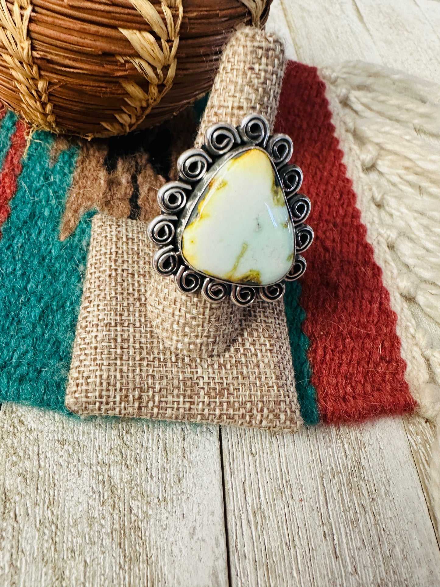 Handcrafted Palomino Turquoise & Sterling Silver Ring size 7.5