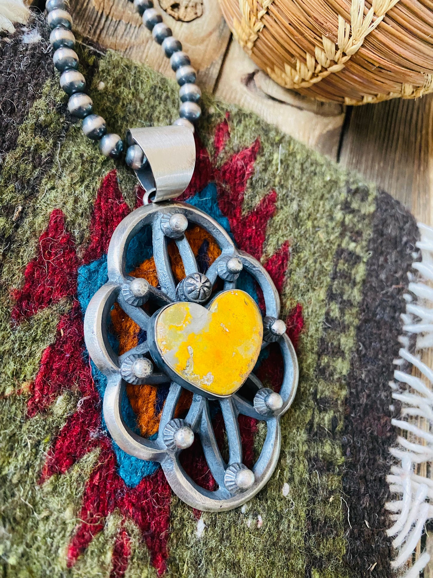 Handcrafted Sterling Silver & Bumblebee Heart Pendant By Chimney Butte