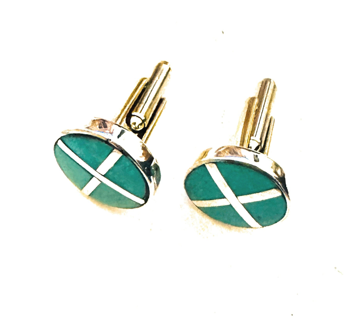 Handcrafted Sterling Silver & Turquoise Inlay Cuff Links