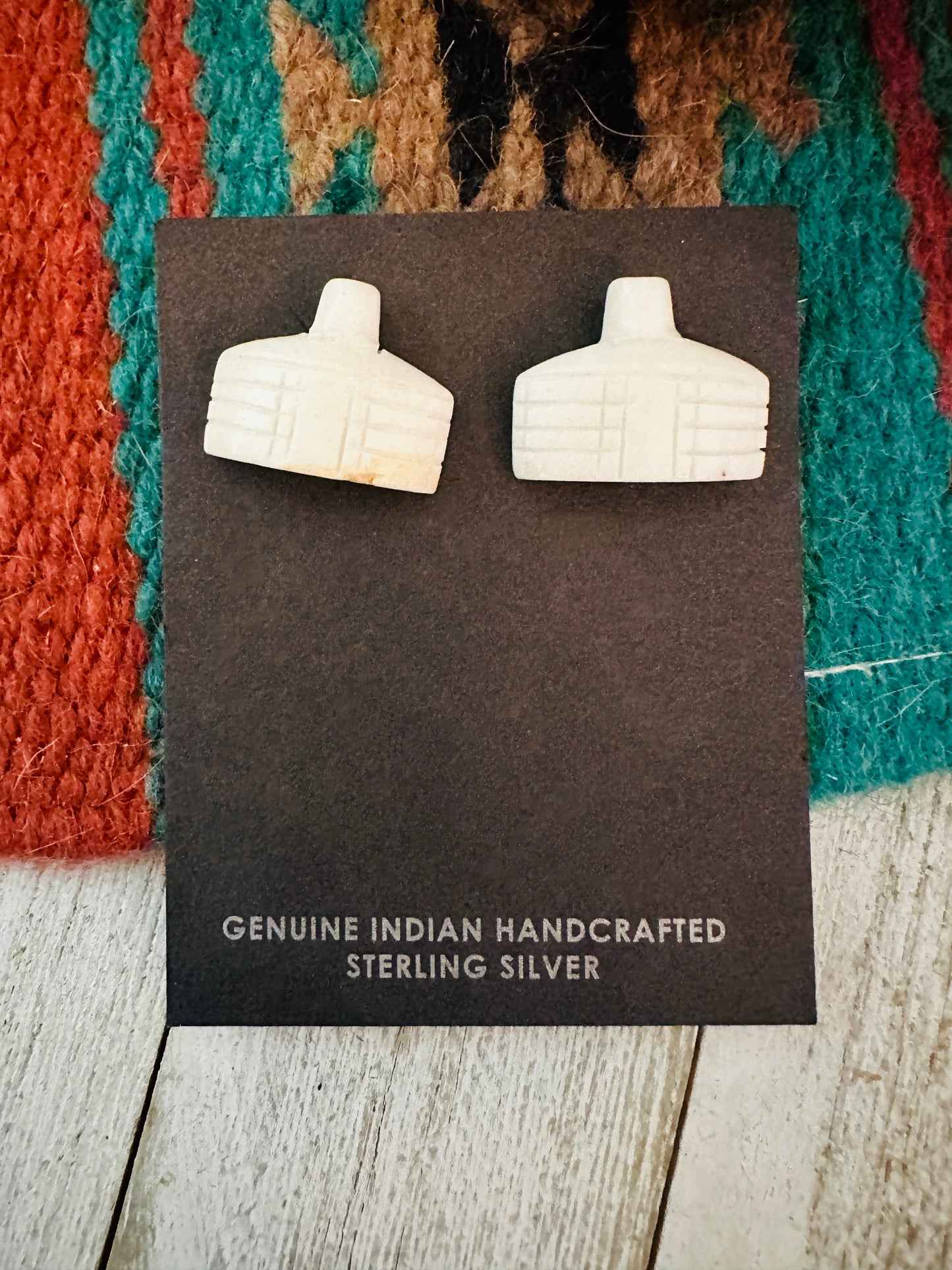 Handcrafted Hand Carved Hogan Stud Earrings