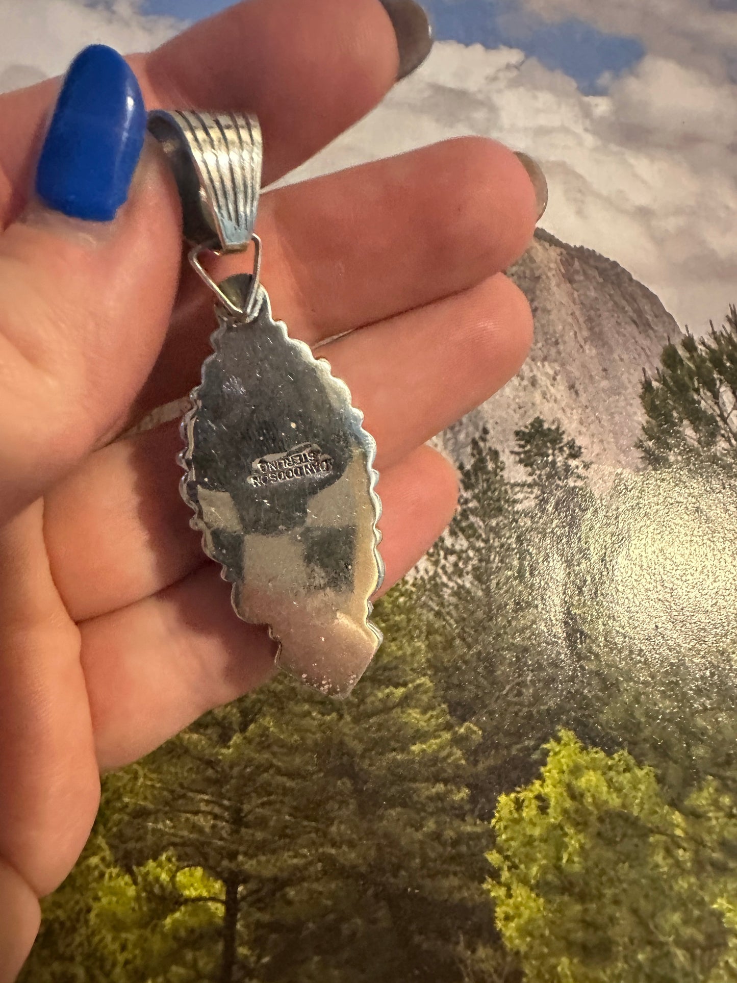 Handmade Sterling Silver Turquoise Pendant By Dan Dodson