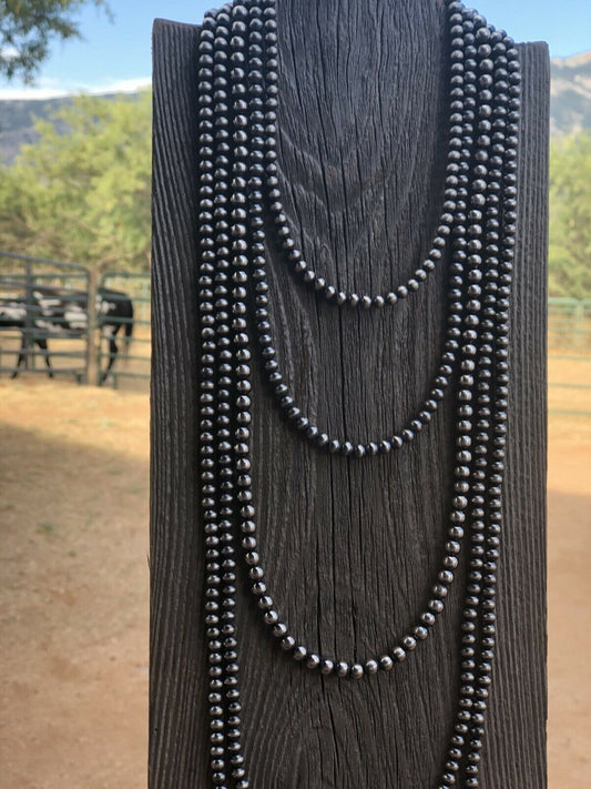 Handcrafted 6mm Sterling Silver Pearl Style Beaded Necklace