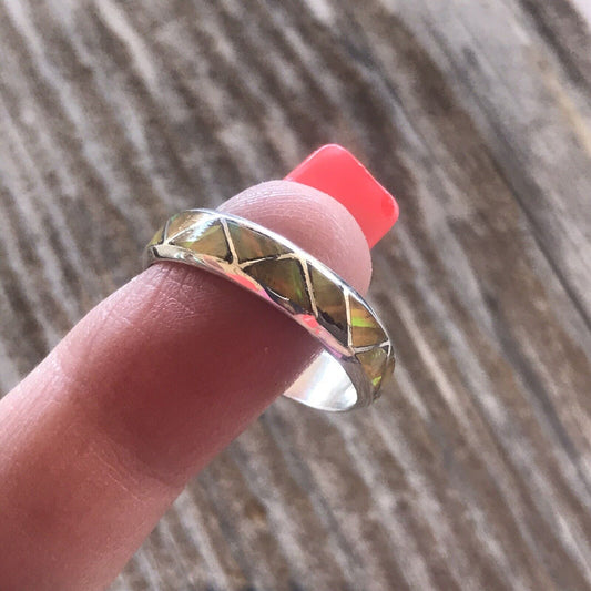 Handcrafted Sterling Silver Yellow Opal Band Ring