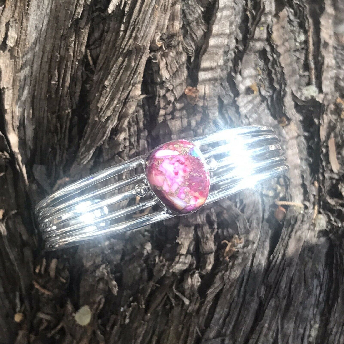 Handcrafted Pink Dream Mojave Sterling Silver Custom Cuff