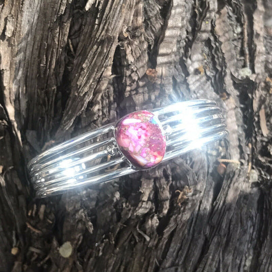 Handcrafted Pink Dream Mojave Sterling Silver Custom Cuff